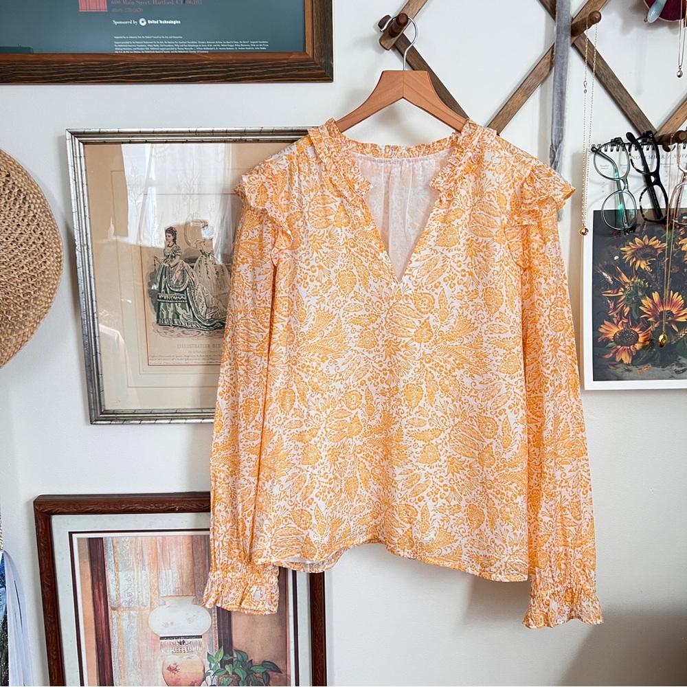 J. Crew Ruffled Long Sleeve Top